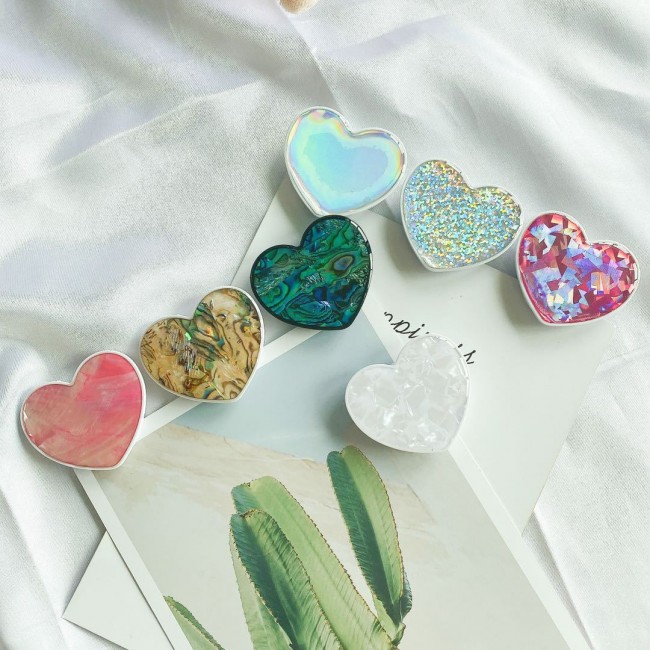 پاپ سوکت فانتزی طرح قلب ماربل Natural shell heart Pop Socket