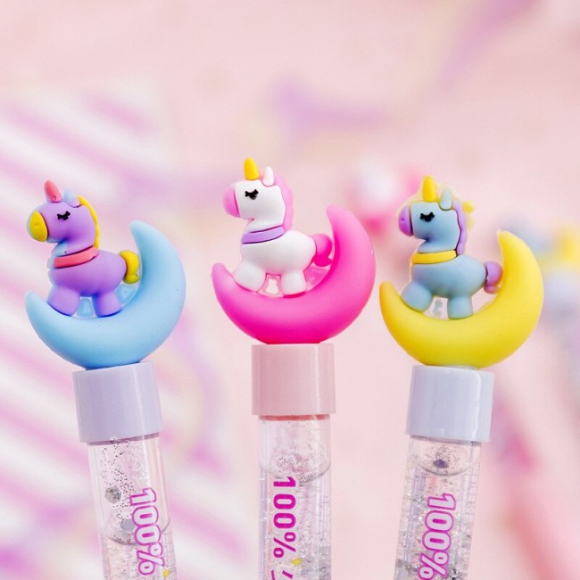 خودکار ژلی گلیتری اسب تک شاخ Lovely moon unicorn gel liquid quicksand pen