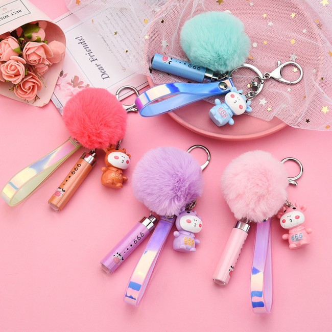 جاسوئیچی طرح گاو همراه با خز Lovely cow with fur keychain