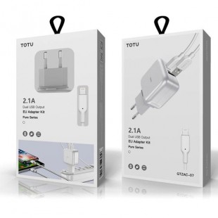 آداپتور دو خروجی با کابل میکرو توتو TOTU GTZAC-09 Pure Series 2USB Adapter