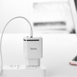 آداپتور دو خروجی فست شارژ با نمایشگر دیجیتال هوکو Hoco C39A Enchanting digital display charger(EU)