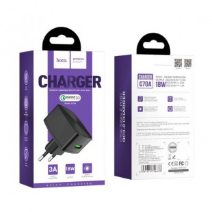 آداپتور تک پورت شارژ سریع هوکو Hoco C70A Cutting-edge single port QC3.0 charger(EU)