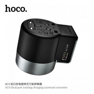 آداپتور چند منظوره مسافرتی هوکو Hoco AC4 Dual port rotating charging universal converter