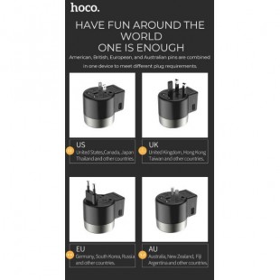 آداپتور چند منظوره مسافرتی هوکو Hoco AC4 Dual port rotating charging universal converter
