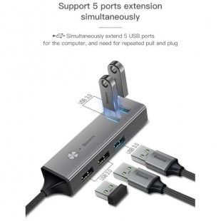 هاب آداپتور پنج پورت بیسوس Baseus Cube USB to USB3.0 + USB2.0 HUB Adapter