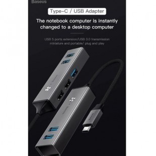 هاب آداپتور پنج پورت بیسوس Baseus Cube USB to USB3.0 + USB2.0 HUB Adapter