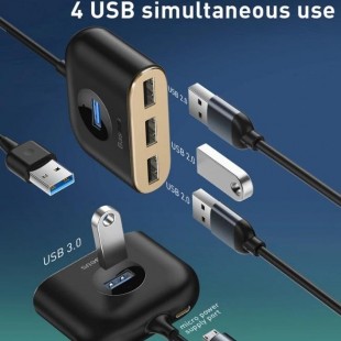 هاب آداپتور چهار پورت بیسوس Baseus Square Round USB 3.0 Hub CAHUB-AY01