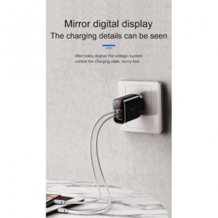 آداپتور 3 پورت هوشمند بیسوس Baseus Mirror Lake Intelligent Digital Display 3USB Travel Charger 3.4A
