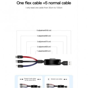 کابل شارژ 3 سر TOTU conch 1 split to 3 stretchable cable