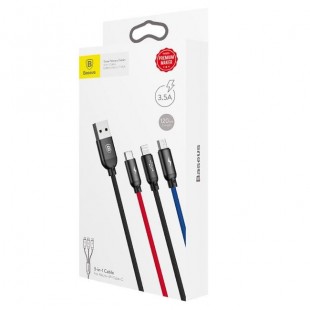 کابل شارژ 3 خروجی بیسوس Baseus Three Primary Colors 3-in-1 Cable