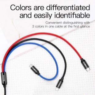 کابل شارژ 3 خروجی بیسوس Baseus Three Primary Colors 3-in-1 Cable