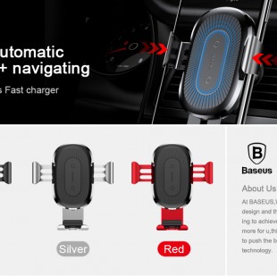 استند و نگهدارنده Baseus Wireless Charger/Holder Gravity Car Mount شارژر وایرلس و هولدر اتومبیل