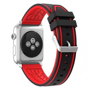 لوازم جانبی ساعت سیلیکونی Band Black With Red Line Smart Watch Apple Watch 38mm