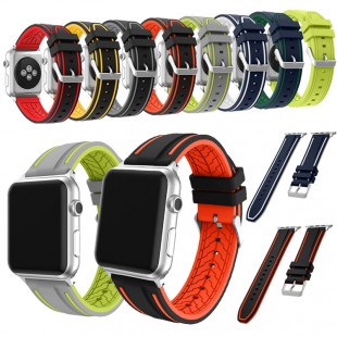 لوازم جانبی ساعت سیلیکونی Band Black With Red Line Smart Watch Apple Watch 38mm