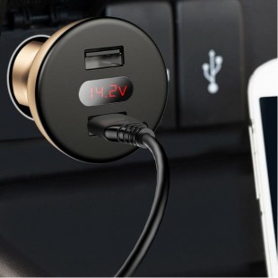 شارژر فندکی چرخشی با نمایشگر LED بیسوس Baseus 360° Rotation Car Charger