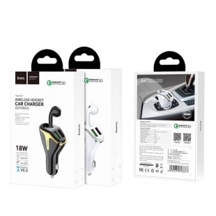 هندزفری بلوتوث و شارژ فندکی دو خروجی هوکو Hoco E47 Traveller Wireless Headset Car Charger