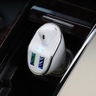 هندزفری بلوتوث و شارژ فندکی دو خروجی هوکو Hoco E47 Traveller Wireless Headset Car Charger