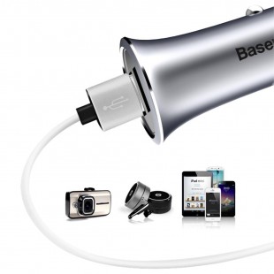 شارژر فندکی شارژر فندکی 2 خروجی بیسوس - Baseus Small Trumpet USB Car Charger