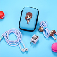 پک محافظ کابل پلاستیکی + کیف هندزفری مستطیل Girl HandsFree Pack