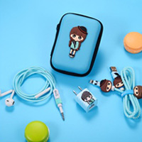 پک محافظ کابل پلاستیکی + کیف هندزفری مستطیل Girl HandsFree Pack