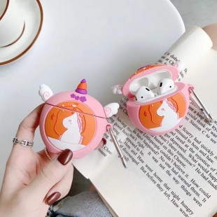 کاور سیلیکونی ایرپاد طرح یونیکورن نارنجی Unicorn Silicone Airpod