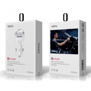 هندزفری بلوتوث و شارژ فندکی توتو Totu Glory series car charger wireless earphone