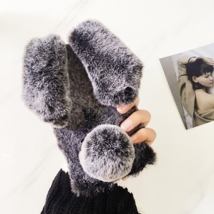 قاب ژله ای خزدار Rabbit Fur Pearl ear Case for Samsung Galaxy A7