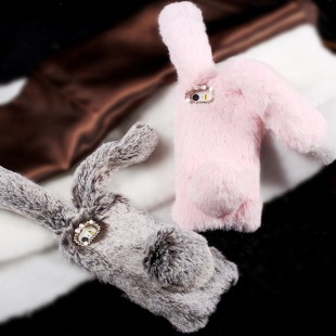 قاب ژله ای خزدار Rabbit Fur Pearl ear Case for Apple iPhone 5.5s