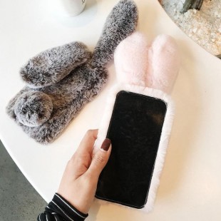 قاب ژله ای خزدار خرگوشی Rabbit Fur Case Huawei Y7 Prime