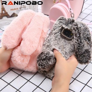 قاب ژله ای خرگوشی خزدار هواوی Rabbit Fur Case Huawei Honor 9x