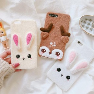 قاب خرگوشی پشمی Rabbit Pink Color Case iPhone 7 Plus