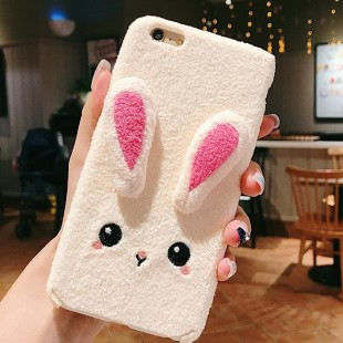 قاب خرگوشی پشمی Rabbit Pink Color Case iPhone 7 Plus