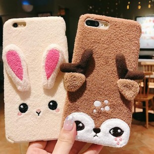 قاب خرگوشی پشمی Rabbit Pink Color Case iPhone X/Xs