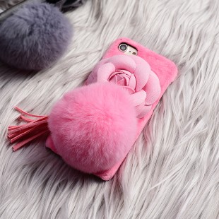 قاب مخملی خزدار Flower Fur Rose 3D Case for Apple iPhone 6 Plus