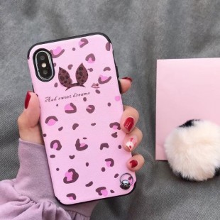 قاب پلنگی صورتی خزدار Leopard Fur Case Apple iPhone X/Xs