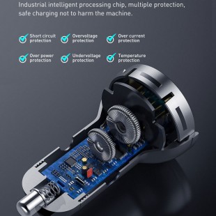 شارژر فندکی بیسوس مدل Baseus Digital Display Dual USB 4.8A Car Charger 24W