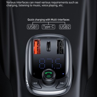 شارژر فندکی فست شارژ و پخش کننده بلوتوث Baseus T-Typed Wireless MP3 Charger S-13