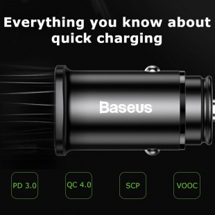 شارژر فندکی بیسوس مدل Baseus Mini Fast Car Charger PD 3.0 QC 4.0 USB Type-C Ports 30w Fast Charger