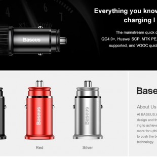 شارژر فندکی بیسوس مدل Baseus Mini Fast Car Charger PD 3.0 QC 4.0 USB Type-C Ports 30w Fast Charger