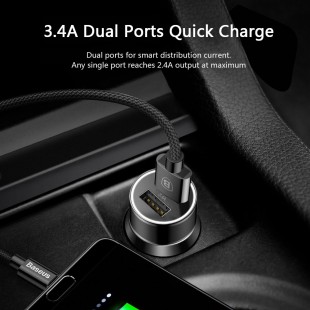 شارژر فندکی بیسوس مدل Baseus Small Screw 3.4A Dual-USB  Car Charger