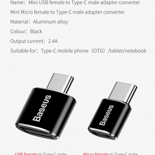 مبدل میکرو به تایپ سی بیسوس مدل Baseus micro female to type-c male adapter converter CAMOTG-01