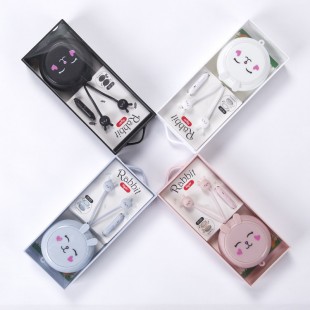 هندزفری فانتزی با طرح خرگوش Popular rabbit cartoon earphones with storage box A115