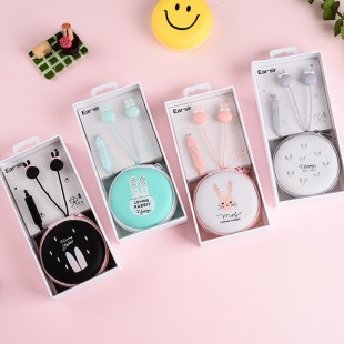 هندزفری فانتزی طرح خرگوش پاپیونی ایرسیر Earsir E-76 cute rabbit cartoon earphone