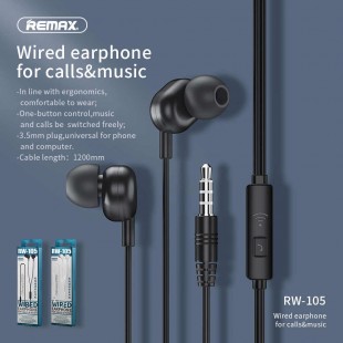 هندزفری سیمی ریمکس Remax wired earphone for calls and music RW-105