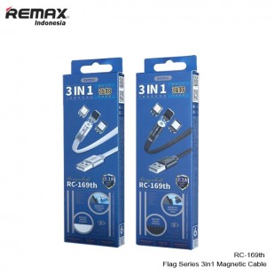 کابل شارژ 3در1 مغناطیسی ریمکس Remax Flag series 2.1A 3in1 magnetic charging cable RC-169TH
