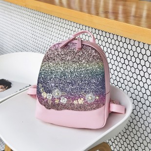 کوله پشتی دخترانه شاینی گلدار Women Flower Sequin Bag Shoulder