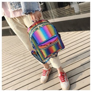 کوله پشتی هولوگرامی Rainbow metallic backpack