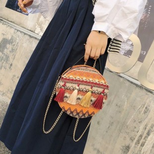 کیف دستی گلدوزی طرح سنتی Ethnic embroide design round shaped purse