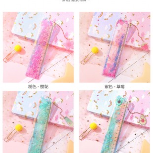 خط‌کش آکواریومی Cute flower liquid glitter ruler