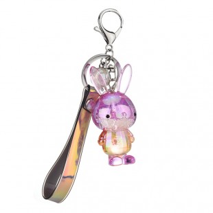 جاسوئیچی اکریلیک خرگوش با بند هولوگرامی Cute acrylic rabbit keychain